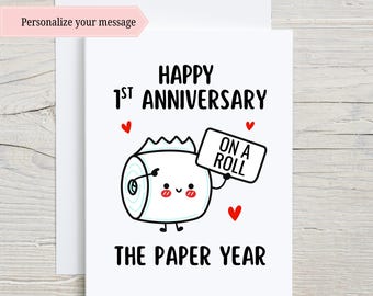 1st Anniversary Card First Anniversary Card Paper Wedding Anniversary Card Anniversary Gift for Husband Wife Card for Couple Paper Theme