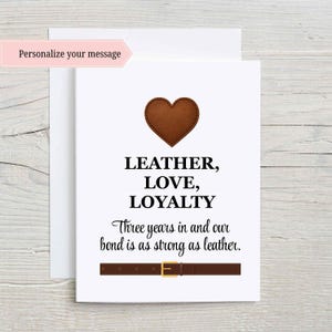 3rd Anniversary Card, Leather Anniversary, Third Anniversary Card, 3rd Anniversary, Gift For Wife, Gift For Husband, 3 Years Married