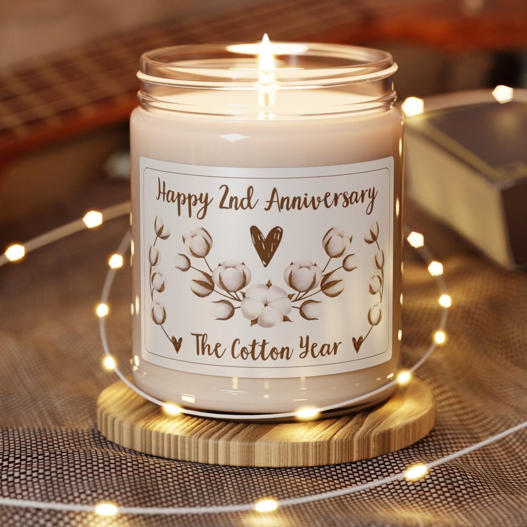 2nd Wedding Anniversary Candle 2nd Cotton Anniversary 2nd Cotton