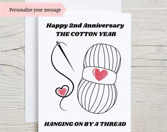Second Anniversary Card Cotton Anniversary Card Funny Anniversary Card Cotton Year Gift 2nd Anniversary Gift Gift for Wife Gift for Husband