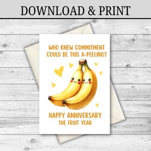 DESCARGA DIGITAL Tarjeta de 4.º aniversario Tarjeta de aniversario de frutas Regalo para esposo Regalo para esposa Tarjeta de aniversario imprimible 4 años de casados