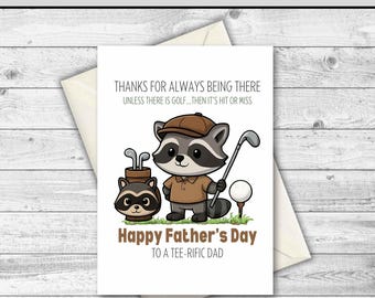 Golf Dad Father's Day Card: Funny Raccoon Design (Digital Download)