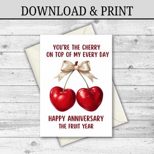 DESCARGA DIGITAL Tarjeta de 4.º aniversario Tarjeta de aniversario de frutas Regalo para esposo Regalo para esposa Tarjeta de aniversario imprimible 4 años de casados