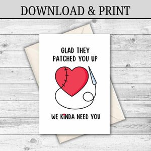 DOWNLOAD DIGITAL Cartão de Cirurgia, Melhoras, Cirurgia Cardíaca, Cartão de Recuperação Rápida, Cartão para se Sentir Melhor, Cartão para Ele, Cartão para Ela
