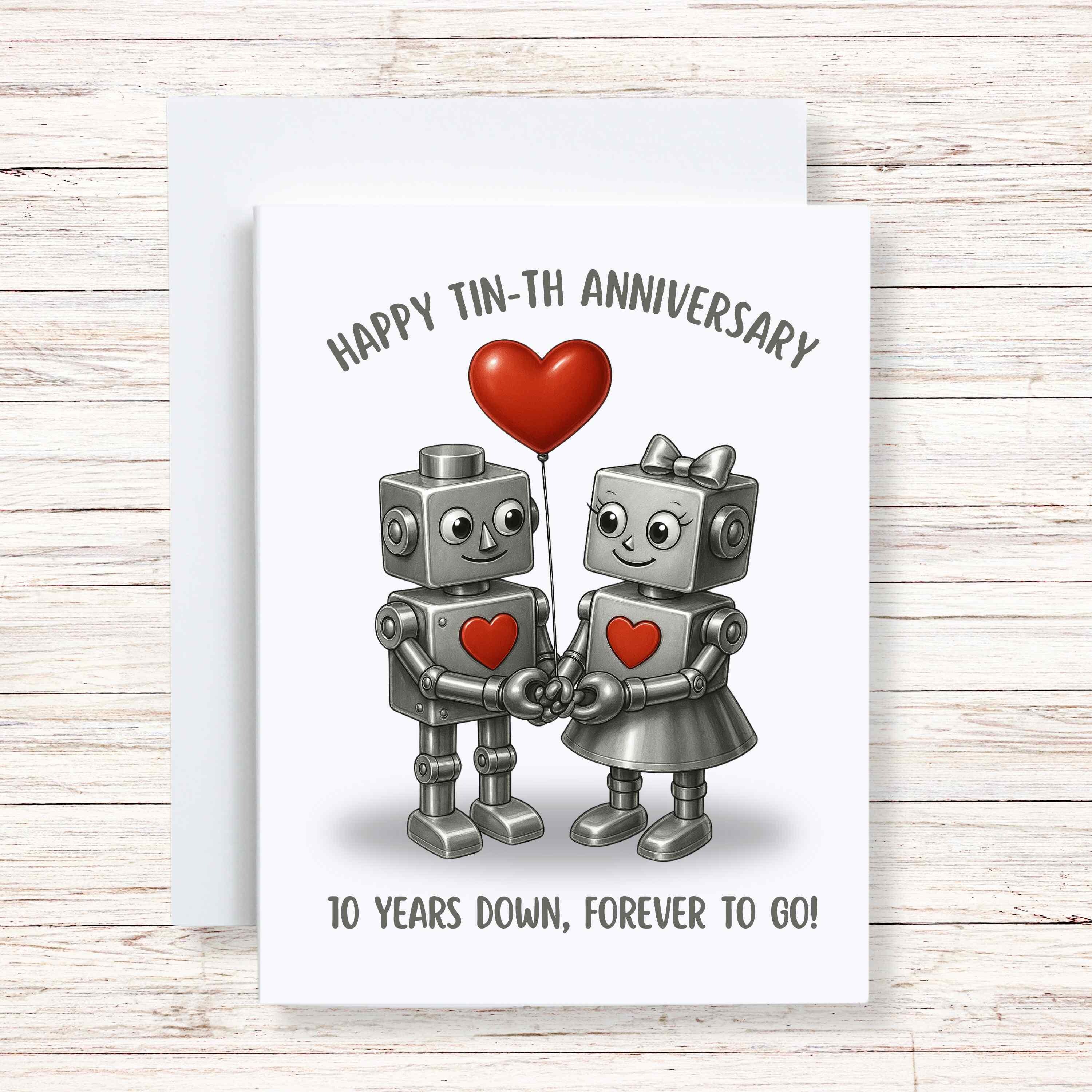 10th Anniversary Card, Tin Anniversary, Tenth Anniversary Card 10th ...