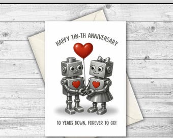 DOWNLOAD DIGITALE Biglietto per il 10° anniversario Biglietto di anniversario in latta Regalo per il marito Regalo per la moglie Biglietto per l'anniversario Stampabile 10 anni di matrimonio