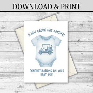 DIGITALER DOWNLOAD Baby Boy Golf Karte, Glückwunsch-Baby Boy Karte, Papas Caddy Karte, neues Baby Karte, Golf Babygeschenk, Baby-Dusche-Karte