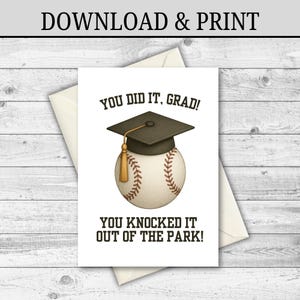 DIGITALE DOWNLOAD Afstudeerkaart honkbal, sportafstudeerkaart, honkbalkaart, seniorennachtkaart, kaart voor afgestudeerde, kaart honkballiefhebber