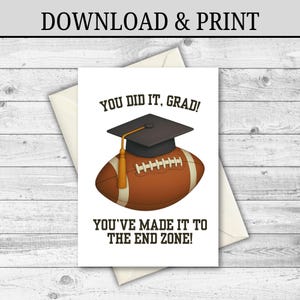 DESCARGA DIGITAL Tarjeta de graduación de fútbol, tarjeta de graduación deportiva, tarjeta de jugador de fútbol, tarjeta de noche de último año, tarjeta para graduado,