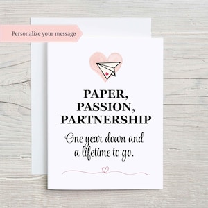 1st Anniversary Card, Paper Anniversary, First Anniversary Card 1st Anniversary Gift For Wife Gift For Husband, Card for Wife Husband Couple