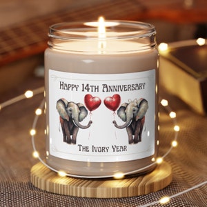 14th Wedding Anniversary Candle Ivory Anniversary Gift 14th Wedding Anniversary Gift Gift for Husband Gift for Wife Ivory Gift for Couple