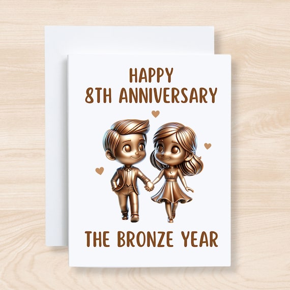 8th Anniversary Card Bronze Anniversary Card 8th Wedding