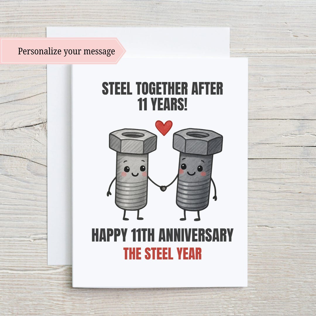 11th Wedding Anniversary Card Gifts For Him Husband, 11 Year Anniversary Card For Him, Happy...