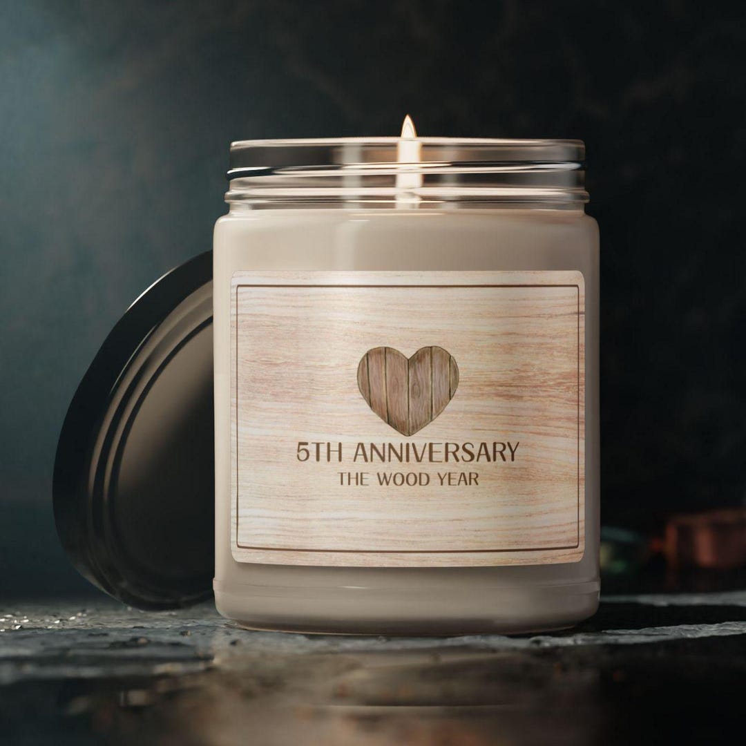 5th Anniversary Candle Wood Anniversary Gift Fifth Wedding Anniversary