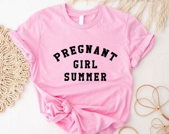 Pregnant Girl Summer Shirt, Pregnant Shirt, Mom To Be Shirt, Baby Announcement Tee, Pregnancy Reveal, Summer Pregnant Gift, Gift for New Mom