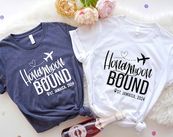 Honeymoon Bound Shirt, Custom Honeymoon Vacation Shirt, Personalized  Honeymoon Location Shirts, Newlywed Shirt, Couple Matching T-Shirt