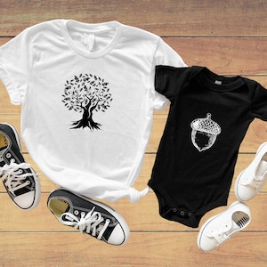 Acorn Oak Tree Matching Dad And Baby T-Shirt, Father And Son Matching Sweatshirt, Family Matching Oak Tree Shirt, Dad And Baby Nature Tee