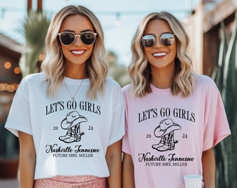 Lets Go Girls Shirt, benutzerdefinierte Nashville Bachelorette Shirts, Girls Trip Shirt, Brautjungfer Geschenke, zukünftige Frau Braut T-Shirt, Landbraut Shirt