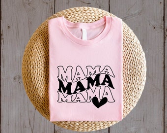 Retro T-shirt Mama Heart, Moederdagsweatshirt, Mama-shirt Valentijnsdag, Groovy Mom-hoodie, klassiek stijlvol Mama-sweatshirt