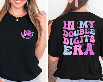 Chemise à l'époque à deux chiffres, t-shirt 10e anniversaire, cadeau pour fille 10 ans, t-shirts d'anniversaire dix ans, chemise de fête d'anniversaire à deux chiffres