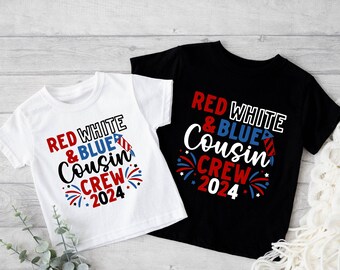 Red White and Blue Cousin Crew 2024 Shirt, 4th of July Cousin Crew T-Shirt,  Matching Cousins Tee, 4th Of July Kids Shirt, Independence Day