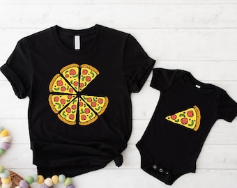 Funny Fathers Day Shirt, Dad and Baby Pizza Shirt, 1st Father&#39;s Day Gift, Dad and Son Matching Shirt, Baby Girl and Dad, Mom and Me Shirt.