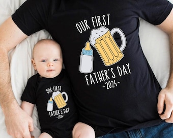 Our First Father's Day Matching Shirt And Bodysuit, Drinking Buddies Fathers Day Shirts, Dad And Baby Shirts, Fathers Day 2024 Gift