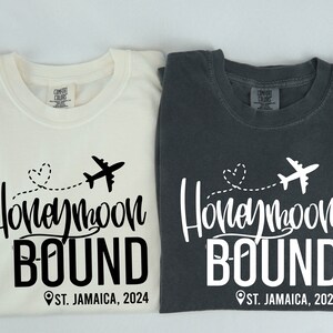 Comfort Colors Honeymoon Bound Shirt, Custom Honeymoon Vacation Shirt, Personalized  Honeymoon Location Shirts, Couple Matching T-Shirt