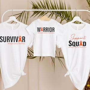 MS Awareness Team Squad T-Shirt, Multiple Sclerosis Awareness Sweatshirt, MS Orange Ribbon Shirt, MS Family Group Matching Tees