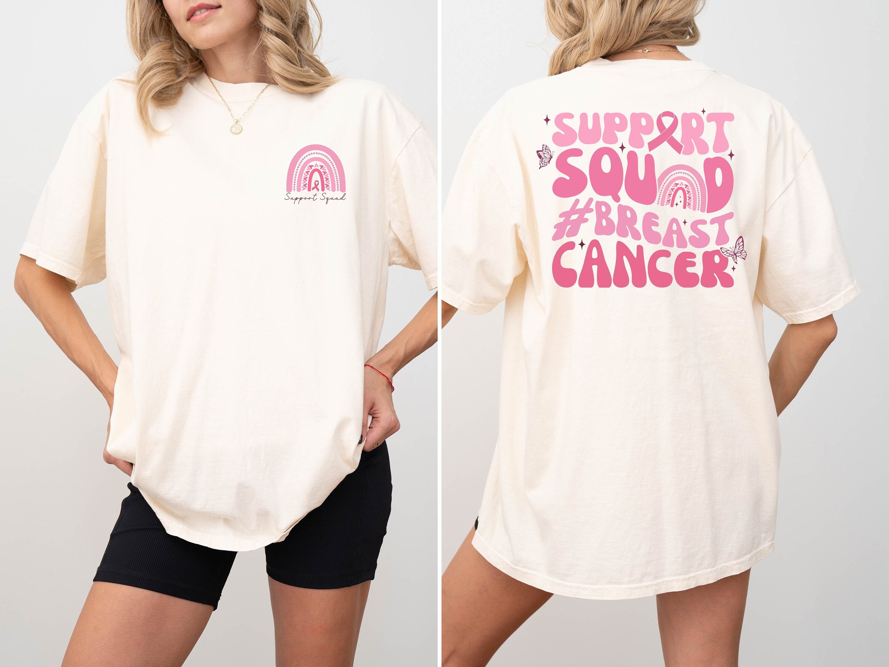 Support Squad Breast Cancer Comfort Colors T-Shirt, Pink Ribbon Awareness Shirt, Breast Cancer Awareness Shirt, Fight Cancer Together Tee