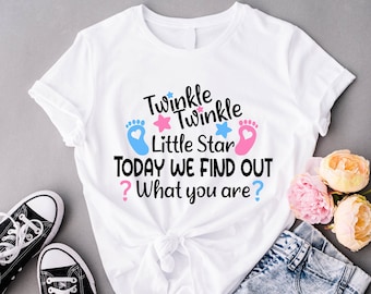 Twinkle Twinkle Little Star Today We Find Out What You Are Shirt, Twinkle Twinkle Gender Reveal T-Shirt, Boy Or Girl Shirt, Pink Or Blue