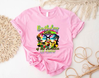 Verjaardag meisje van de Jamaica verlichte crew T-shirt, shirt Jamaica verjaardag reis, Jamaica verjaardagsviering T-shirt, T-shirt verjaardagsfeestje meisje