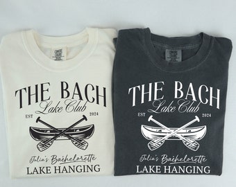 Kamp Bachelorette Comfort Kleuren Shirts, Aangepaste Camping Vrijgezellen T-shirt, Aangepaste naam Bestemming, Camp Lake Bach Crew Shirts, Lake Bach