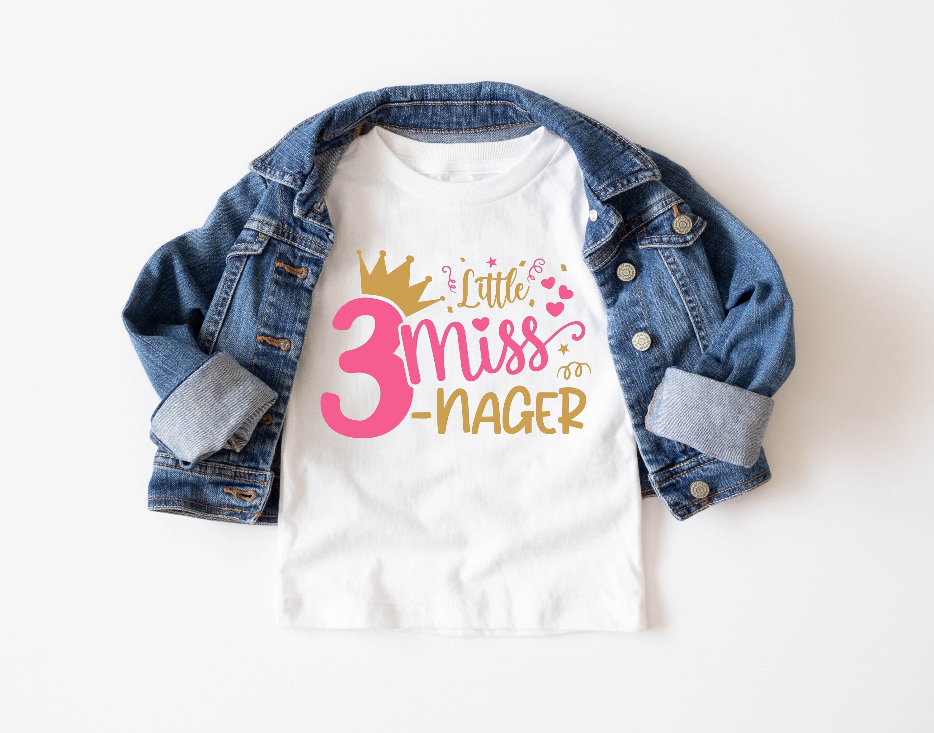 Little Miss Threenager Shirt, Little Miss 3 Nager T-Shirt, Three Year Old Birthday Toddler T-shirt, Third Birthday Girls Gift Shirt, 3 Bday
