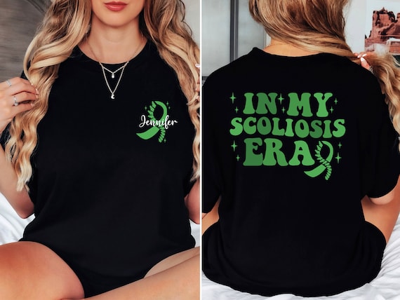 In My Scoliosis Era Shirt, Custom Scoliosis Shirt, Scoliosis Warrior Sweatshirt, Personalized Scoliosis Awareness T-Shirt, Green Ribbon Gift