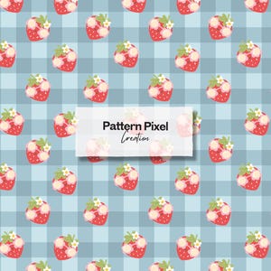Pink Retro Strawberry Seamless Pattern: Vintage Summer Print (PNG Digital Download