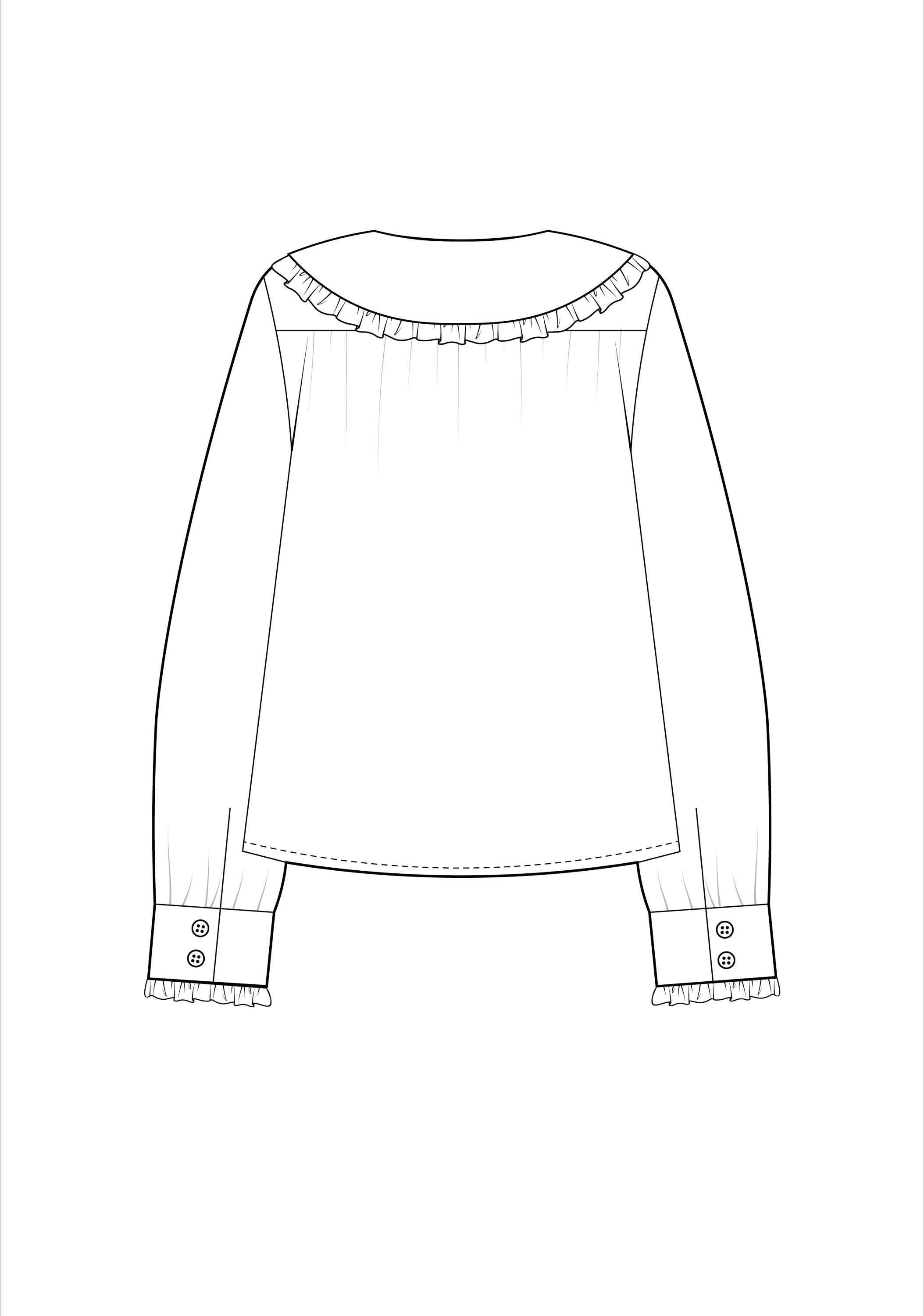Ruffle Collar Blouse Sewing Pattern | Puff Sleeve Oversized Top ...