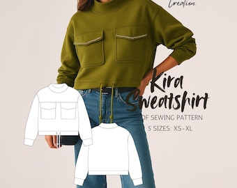 Womens Oversized Sweatshirt Sewing Pattern: Beginner Pullover Hoodie (PDF Pattern)