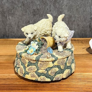 Vintage San Francisco Music Box: Puppies, Stone Well, Plays &#39;My Favorite Things&#39;