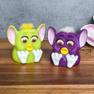 Lot of 2 Vintage 1998 McDonalds Furby Toys Lot Purple And Green Mini Furby Set Collectible McDonalds Happy Meal Toys Furby Toys