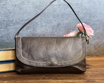 Vintage Coach Y2K 00s Black Signature East West Canvas & Leather