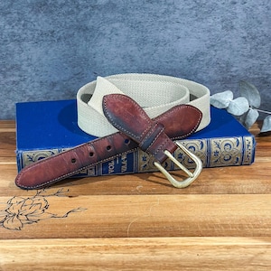 Vintage Coach Leder & Canvas Gürtel: Messingschnalle, Herren Preppy Style
