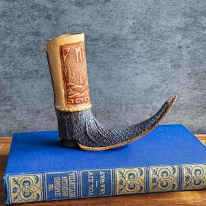 Cancun Mexico Leather Cowboy Boot Tequila Shot Glass Vintage Handmade Western Barware Rustic Collectible