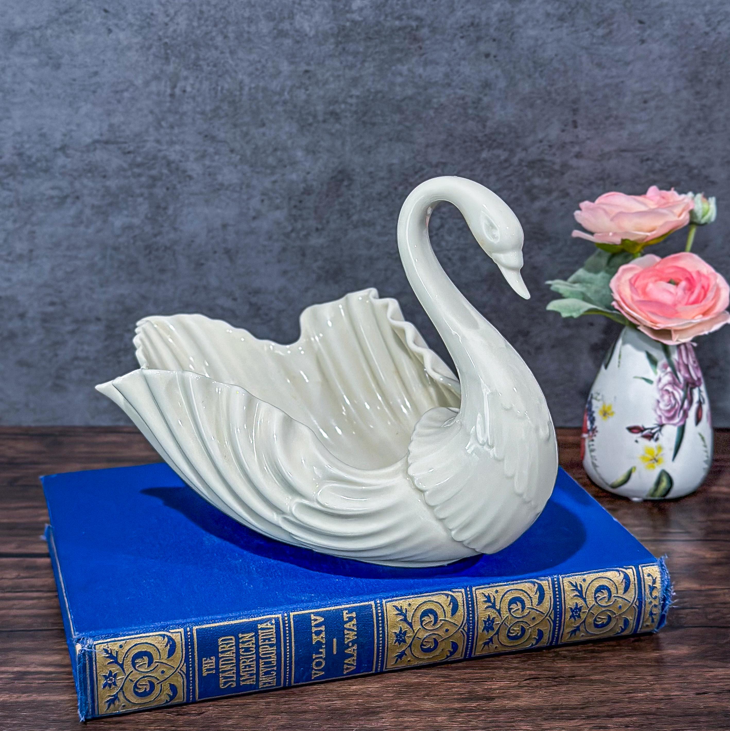 Vintage Large Lenox Ivory Swan Dish: Collectible Fine Bone China