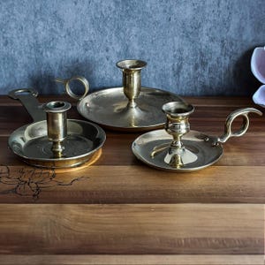 Set of 3 Vintage Solid Brass Candle Holders Classic Brass Décor Antique Brass Taper Candle Holders Vintage Brass Centerpiece