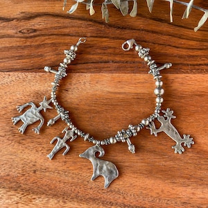 Vintage Sterling Silver Charm Bracelet with Southwestern Animal Symbols