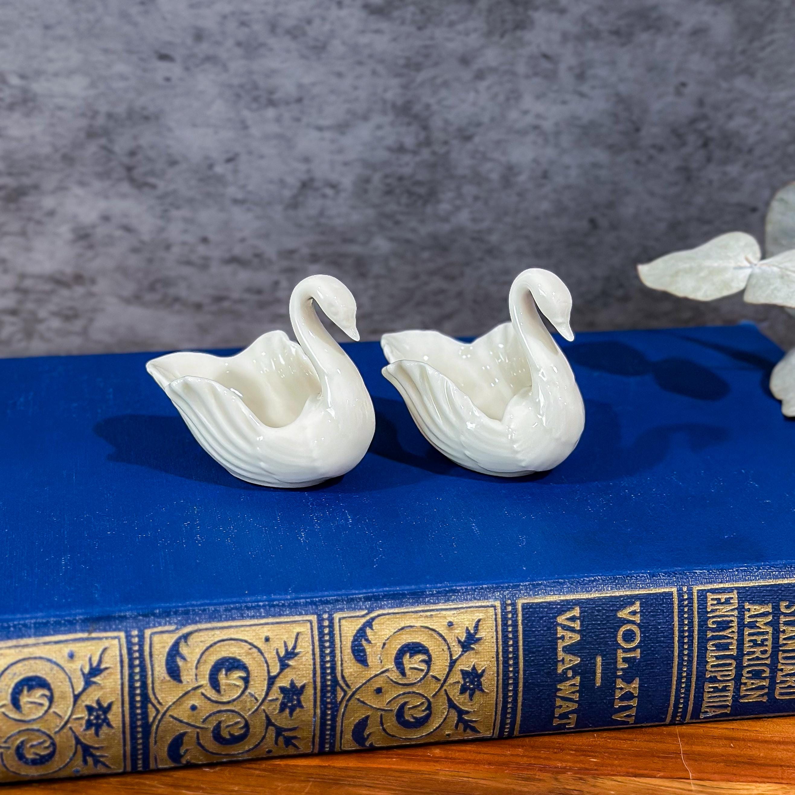 Set of 2 Vintage Lenox Ivory Swan Ring Dish to the Bride! Small