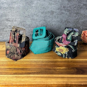 Set of 3 Vintage Women’s Fabric Belts Retro Accessory for Women Vintage Gift Idea