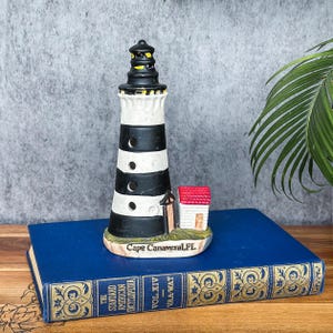Vintage Cape Canaveral Lighthouse Figurine Florida Ceramic Nautical Souvenir Coastal Decor Collectible Lighthouse Decor Vintage Gift Idea