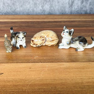 Lot of 4 Vintage Cat Miniature Figurines Japan Ceramic Cats Kitten Decor Collectible Small Ceramic Figurines Cat Lovers Gift Idea